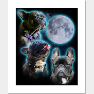 Three Frenchies Moon Posters and Art